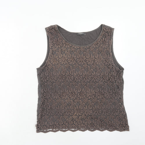 Minuet Womens Grey Viscose Basic Tank Size 16 Round Neck