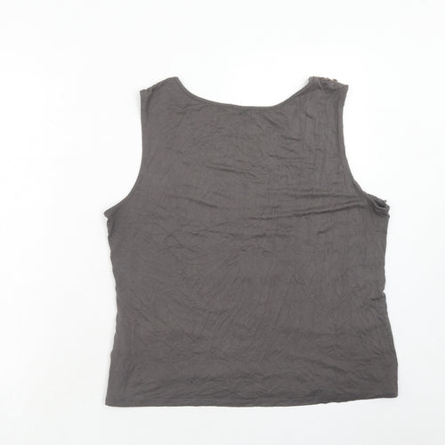 Minuet Womens Grey Viscose Basic Tank Size 16 Round Neck