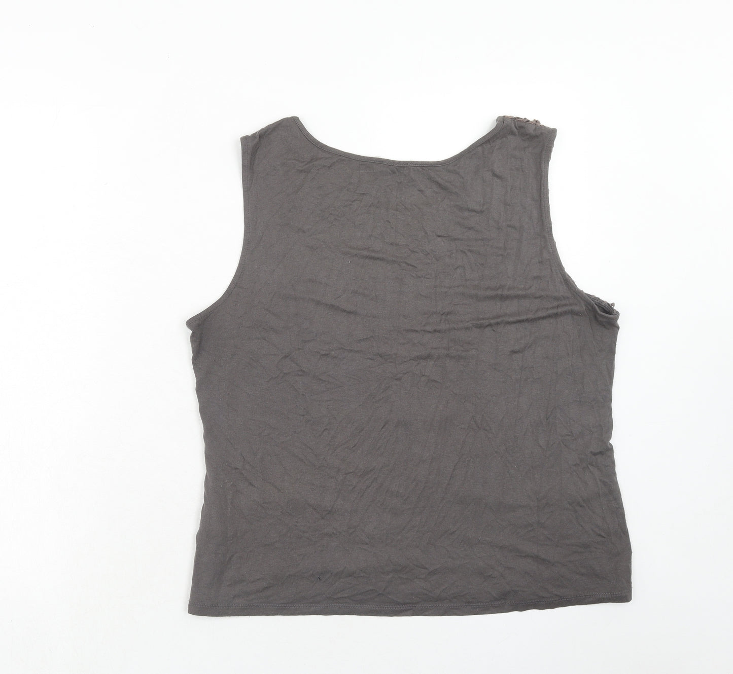 Minuet Womens Grey Viscose Basic Tank Size 16 Round Neck
