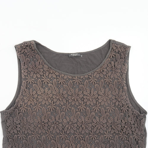Minuet Womens Grey Viscose Basic Tank Size 16 Round Neck