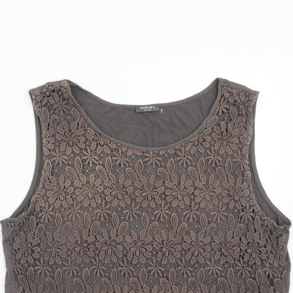 Minuet Womens Grey Viscose Basic Tank Size 16 Round Neck