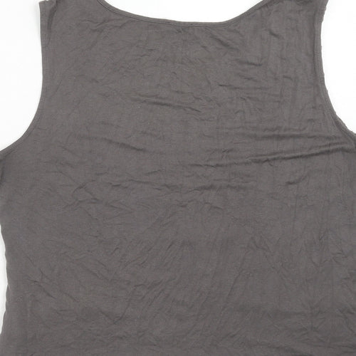 Minuet Womens Grey Viscose Basic Tank Size 16 Round Neck