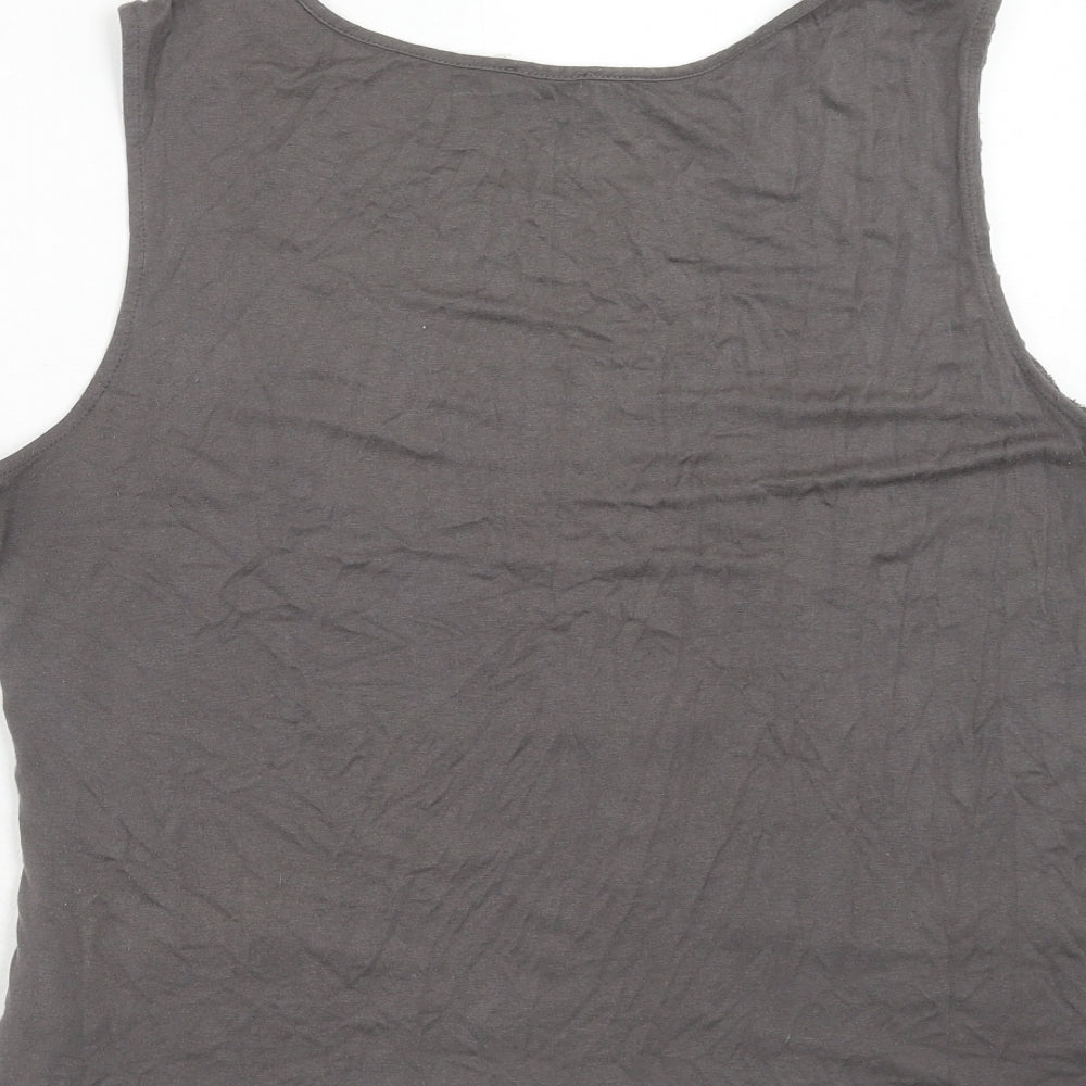 Minuet Womens Grey Viscose Basic Tank Size 16 Round Neck