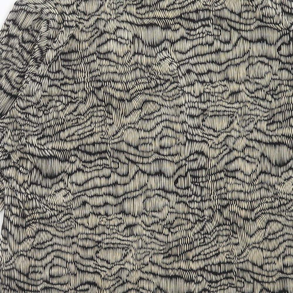 BHS Womens Brown Geometric Polyester Basic Button-Up Size 14 Collared