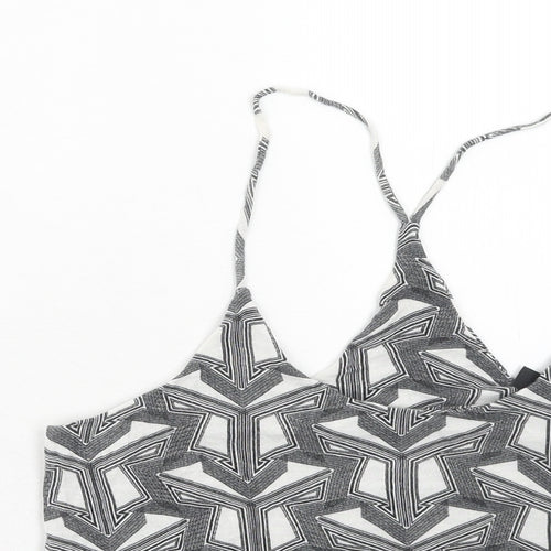 Topshop Womens Grey Geometric Viscose Basic Tank Size 10 Round Neck