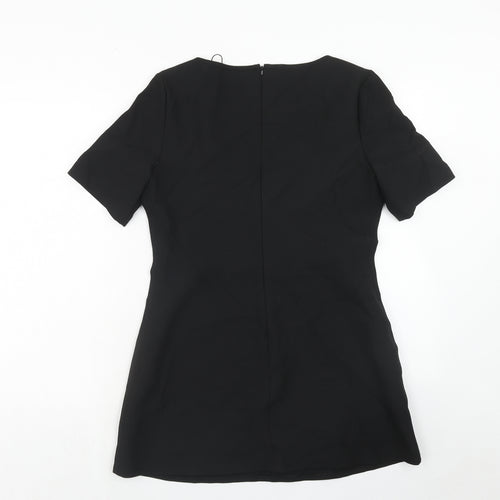 Zara Womens Black Polyester A-Line Size L Round Neck Zip