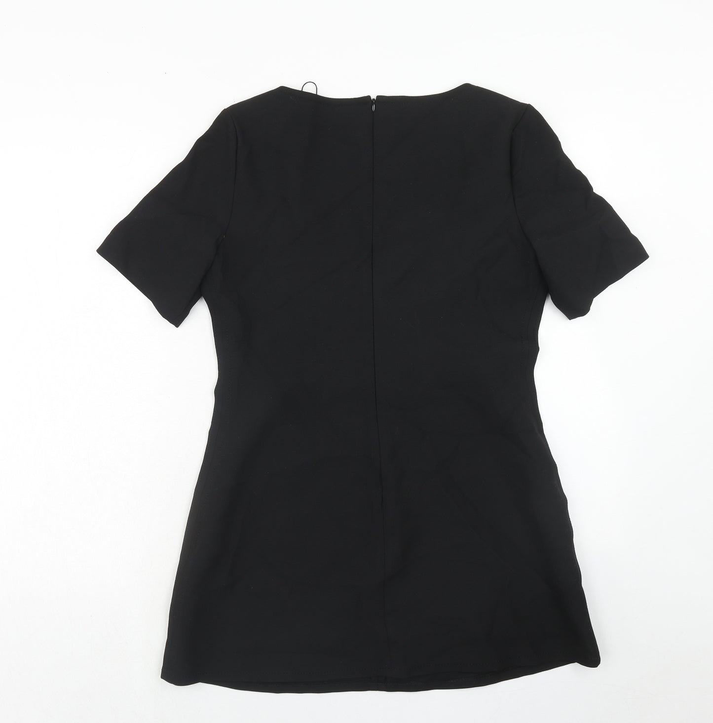 Zara Womens Black Polyester A-Line Size L Round Neck Zip