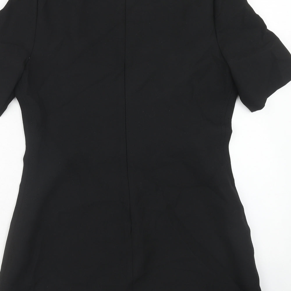 Zara Womens Black Polyester A-Line Size L Round Neck Zip