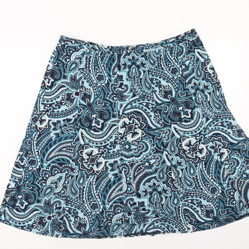 Bonmarché Womens Blue Geometric Polyester Swing Skirt Size 20
