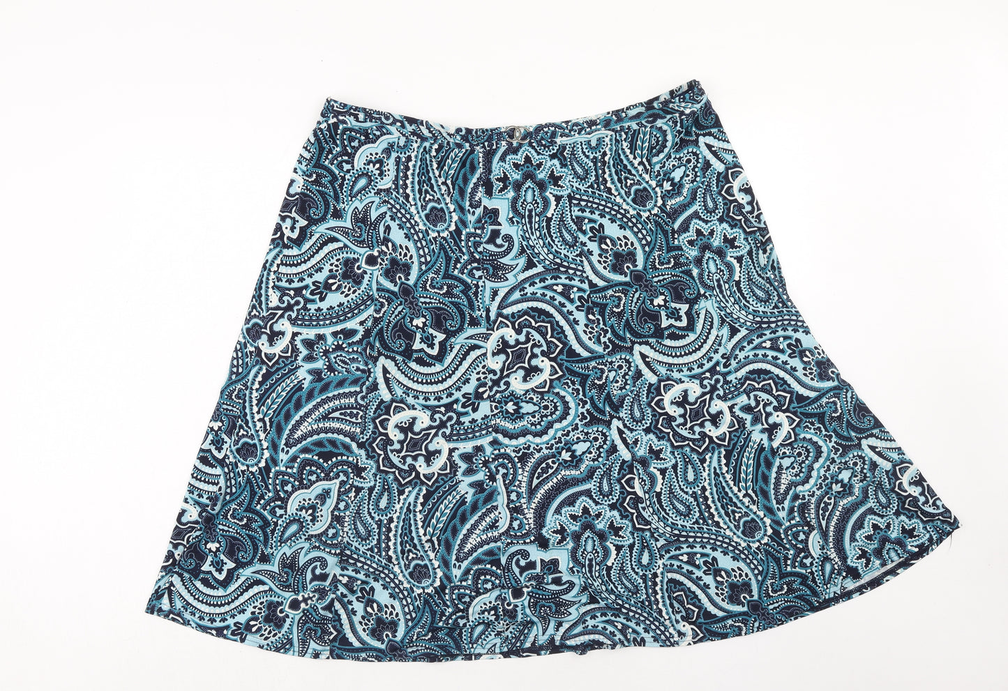 Bonmarché Womens Blue Geometric Polyester Swing Skirt Size 20