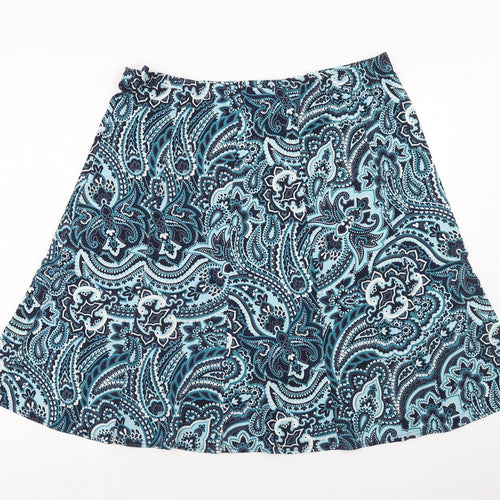 Bonmarché Womens Blue Geometric Polyester Swing Skirt Size 20