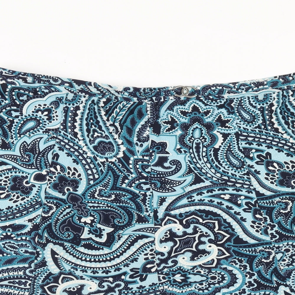 Bonmarché Womens Blue Geometric Polyester Swing Skirt Size 20