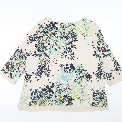 Marks and Spencer Womens Multicoloured Geometric Viscose Basic Blouse Size 20 Round Neck