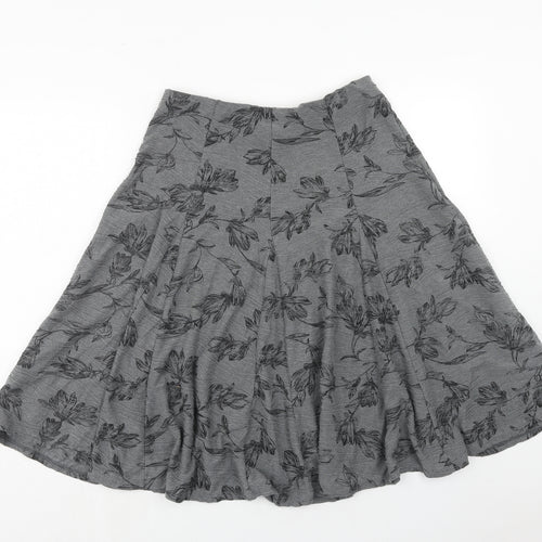 Marks and Spencer Womens Grey Floral Polyester Swing Skirt Size 12