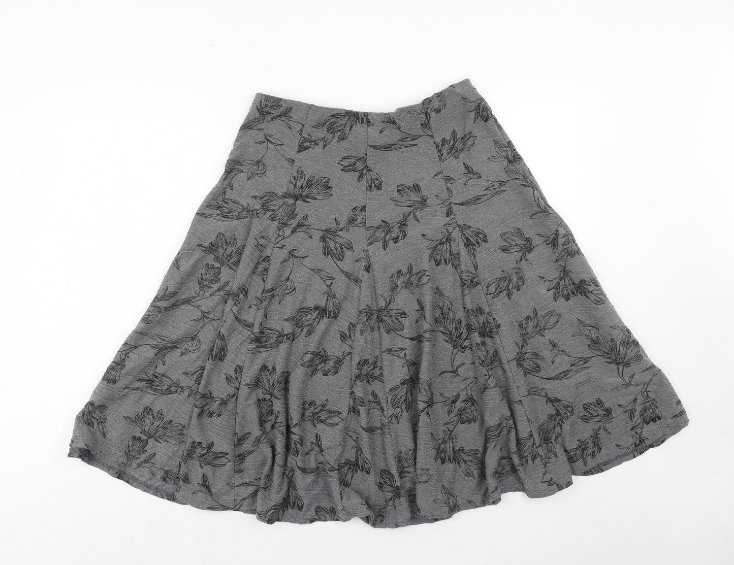 Marks and Spencer Womens Grey Floral Polyester Swing Skirt Size 12