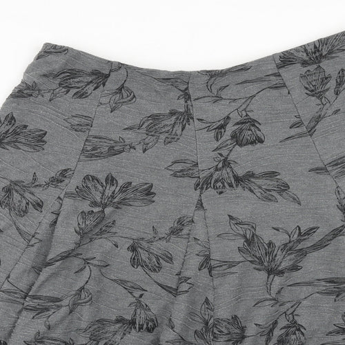 Marks and Spencer Womens Grey Floral Polyester Swing Skirt Size 12