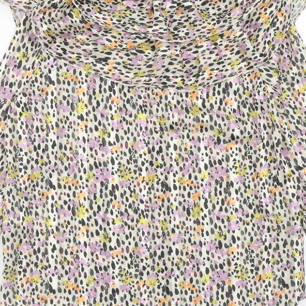 River Island Girls Multicoloured Floral Polyester Basic Blouse Size 11-12 Years Mock Neck Button