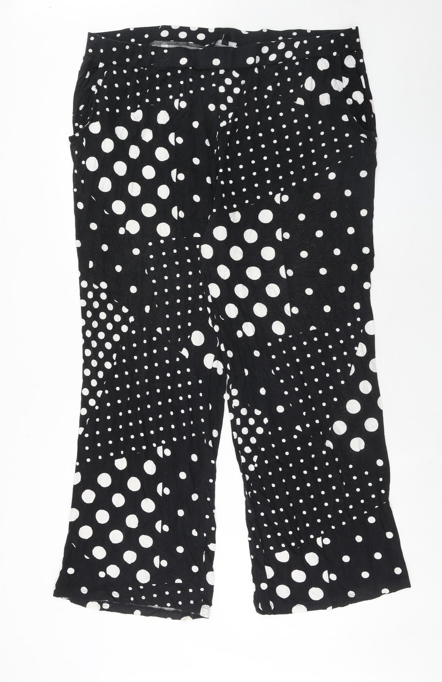 Capsule Womens Black Polka Dot Viscose Trousers Size 22 Regular