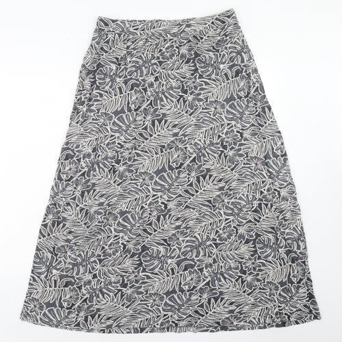 Fat Face Womens Grey Floral Cotton A-Line Skirt Size 12