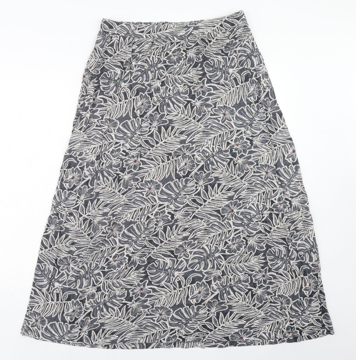 Fat Face Womens Grey Floral Cotton A-Line Skirt Size 12