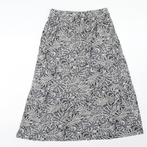 Fat Face Womens Grey Floral Cotton A-Line Skirt Size 12