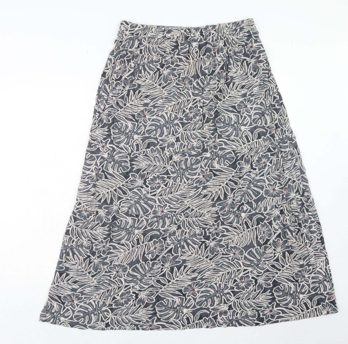 Fat Face Womens Grey Floral Cotton A-Line Skirt Size 12