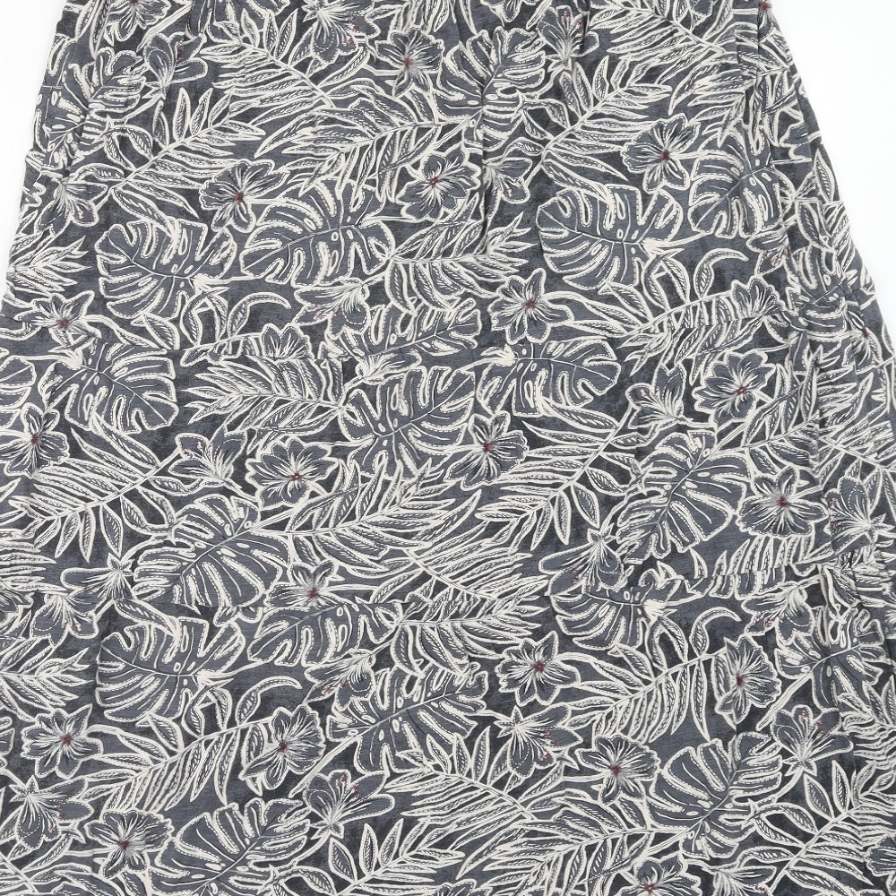 Fat Face Womens Grey Floral Cotton A-Line Skirt Size 12