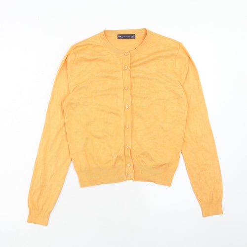 Marks and Spencer Womens Orange Round Neck Viscose Cardigan Jumper Size 12