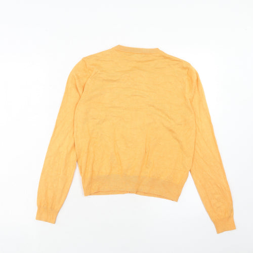 Marks and Spencer Womens Orange Round Neck Viscose Cardigan Jumper Size 12