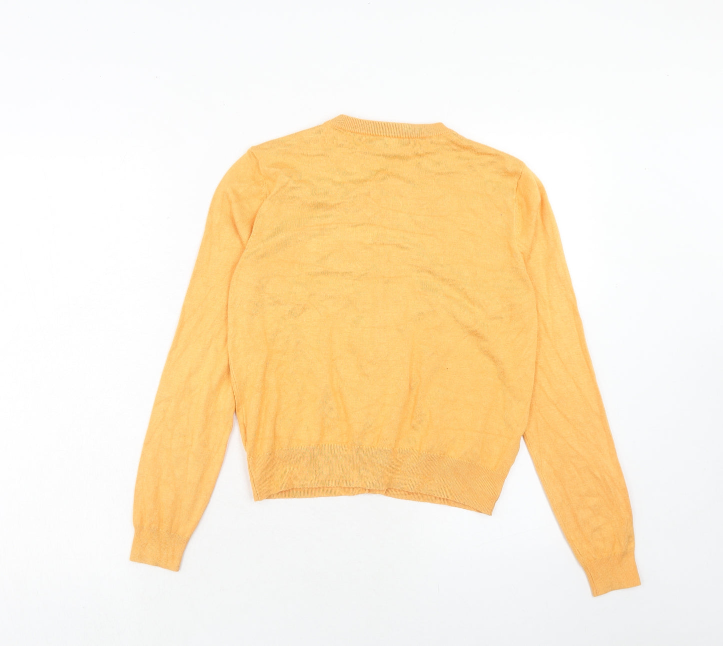 Marks and Spencer Womens Orange Round Neck Viscose Cardigan Jumper Size 12