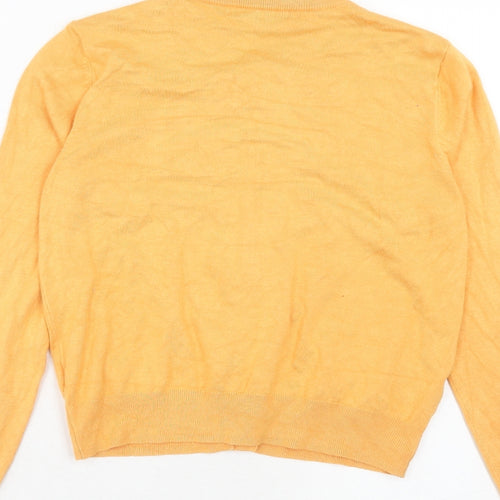 Marks and Spencer Womens Orange Round Neck Viscose Cardigan Jumper Size 12