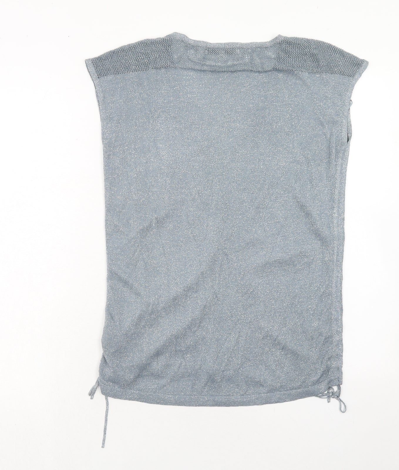 NEXT Womens Blue Viscose Basic Blouse Size 10 V-Neck - Ruched Sides
