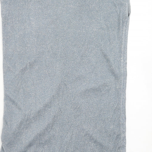 NEXT Womens Blue Viscose Basic Blouse Size 10 V-Neck - Ruched Sides