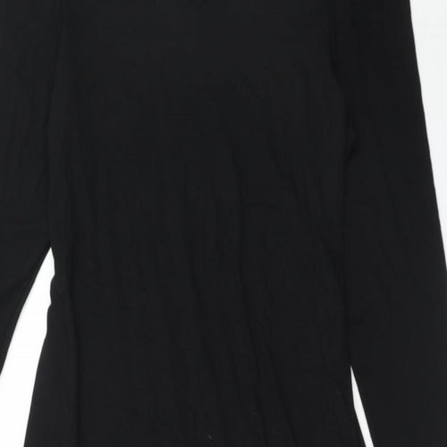 Marks and Spencer Womens Black Viscose Trapeze & Swing Size 16 Round Neck Tie