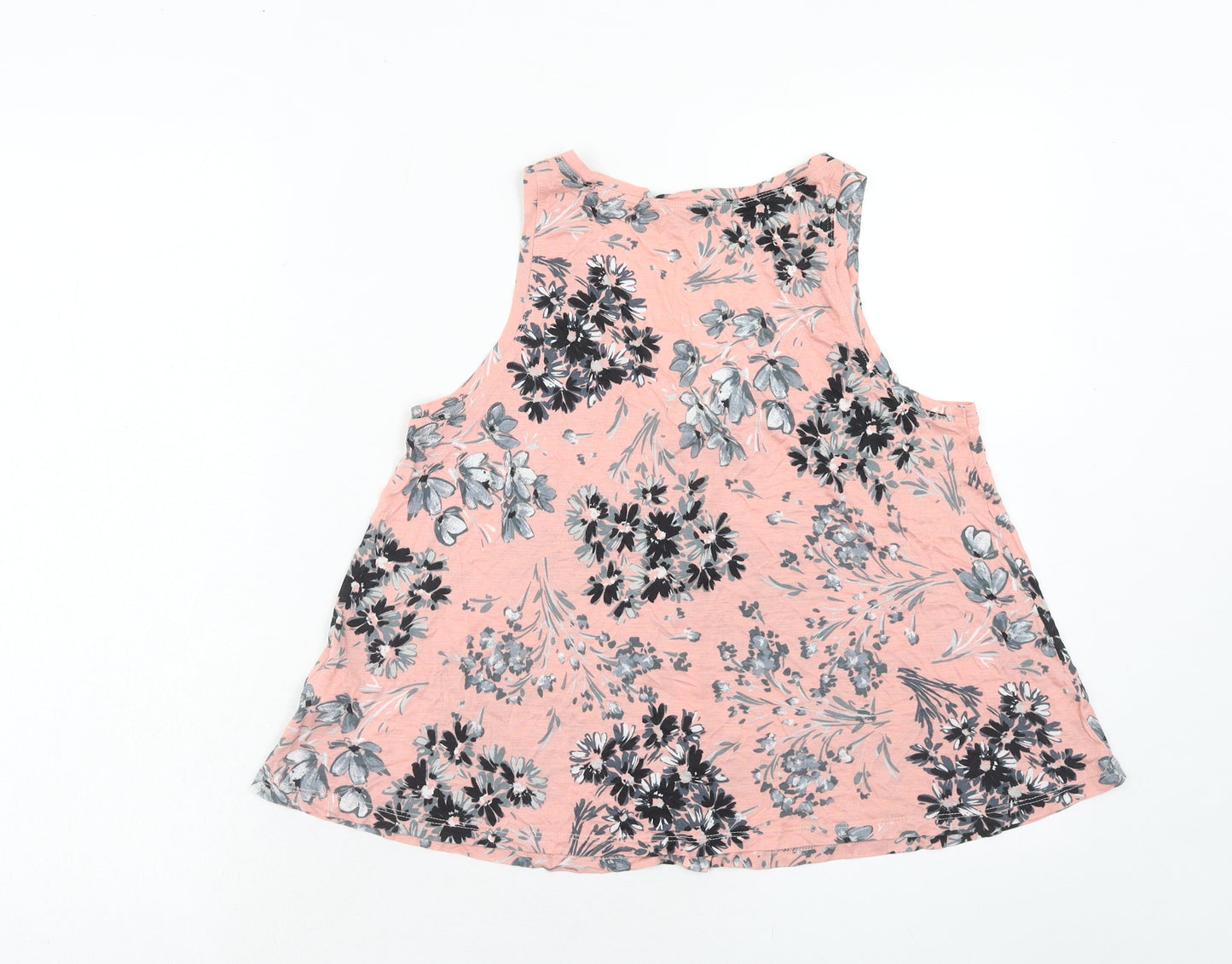 Warehouse Womens Pink Floral Viscose Basic Tank Size 14 Scoop Neck