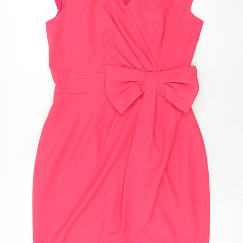 Erin Fetherston Womens Pink Polyester A-Line Size 8 V-Neck Zip