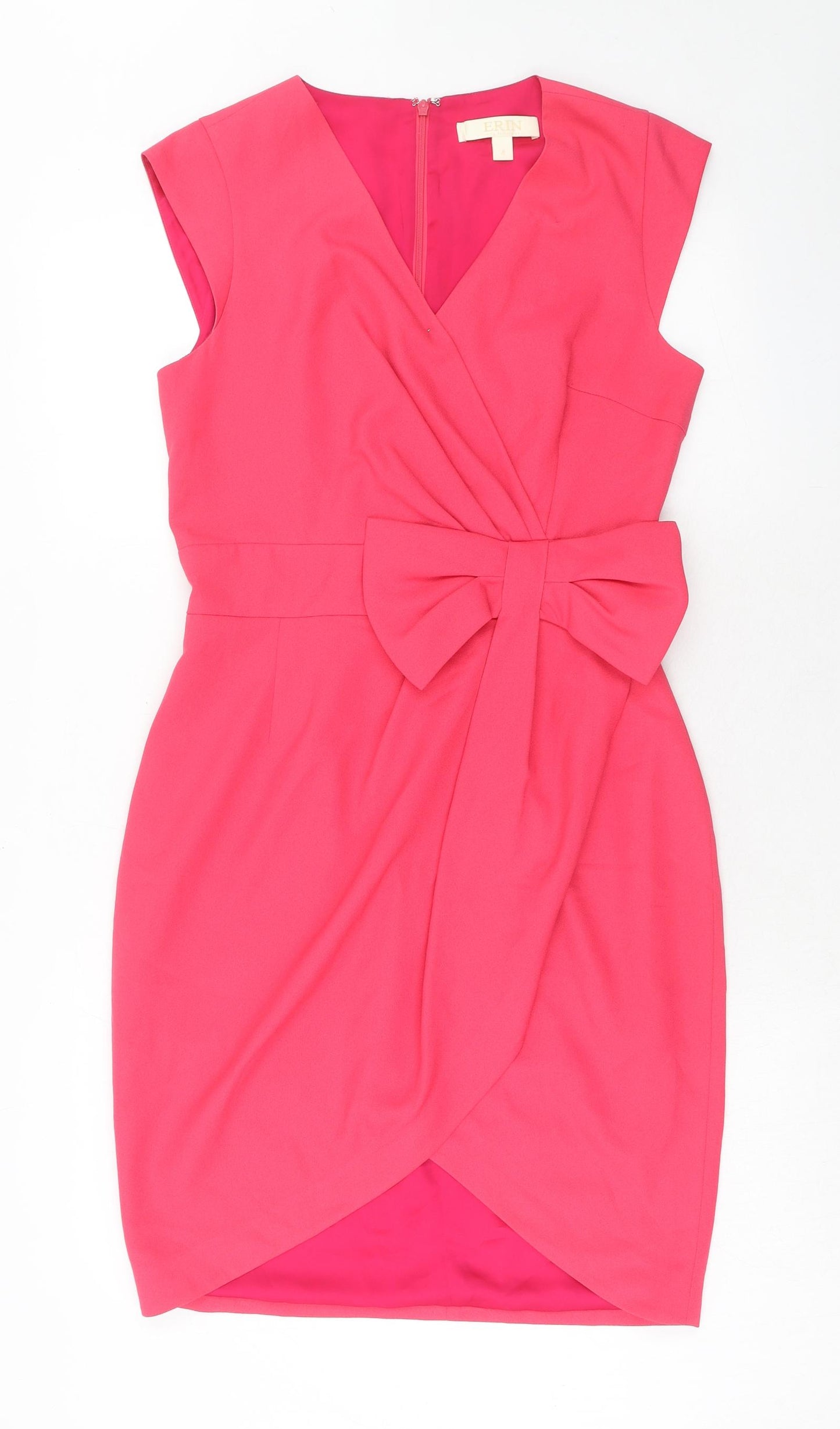 Erin Fetherston Womens Pink Polyester A-Line Size 8 V-Neck Zip