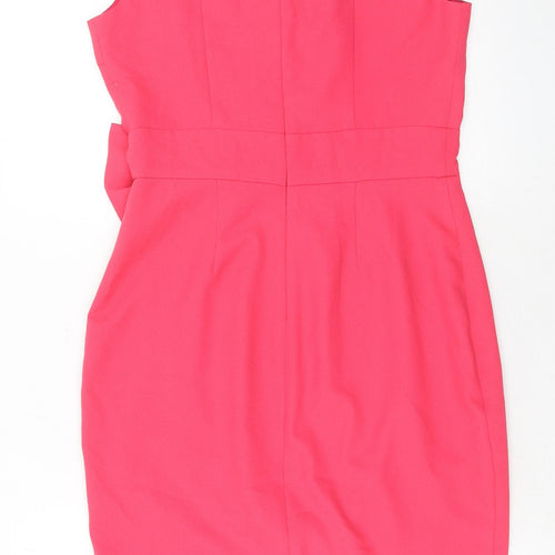 Erin Fetherston Womens Pink Polyester A-Line Size 8 V-Neck Zip
