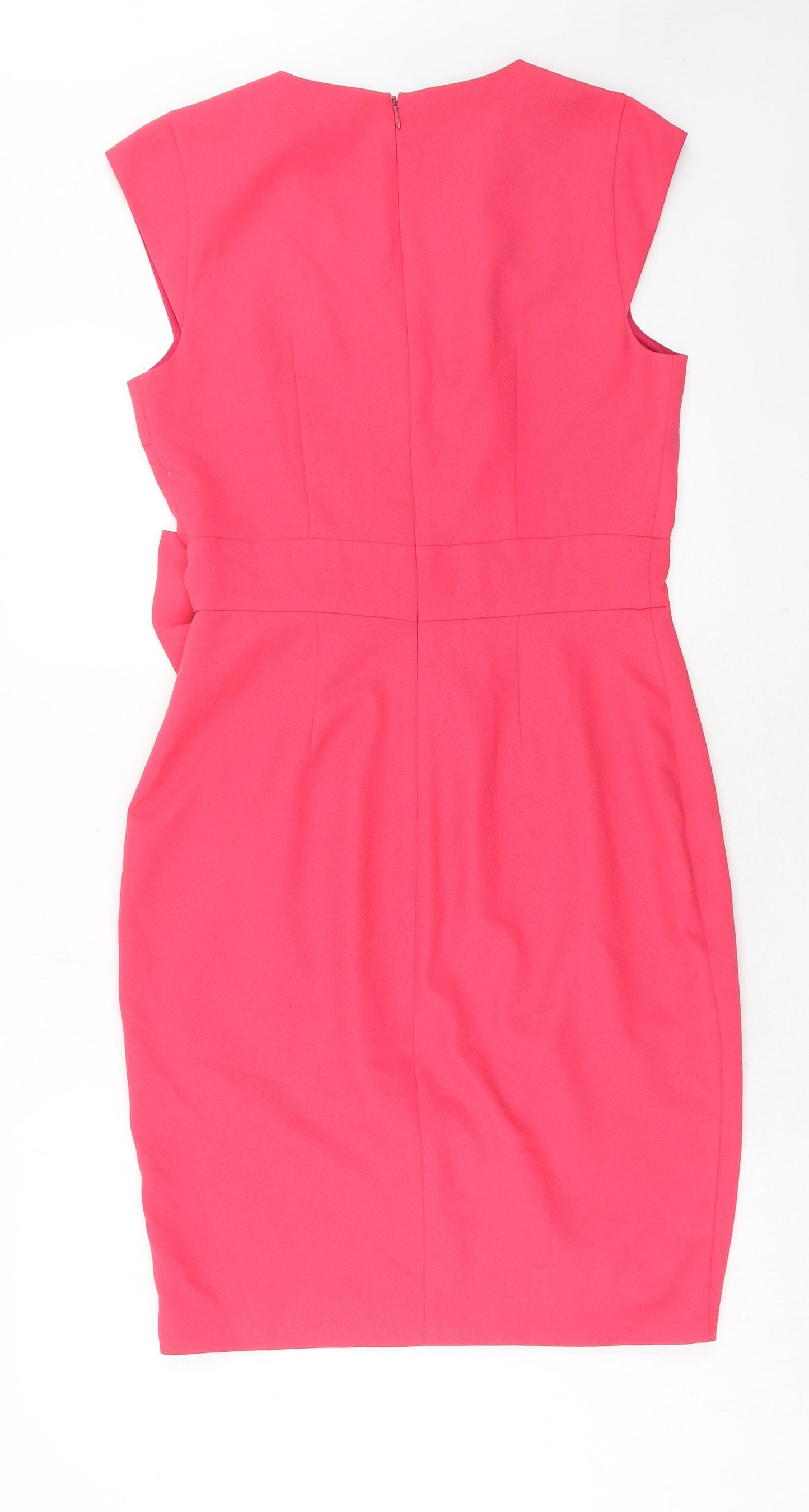 Erin Fetherston Womens Pink Polyester A-Line Size 8 V-Neck Zip