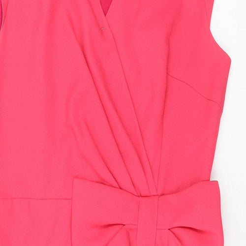 Erin Fetherston Womens Pink Polyester A-Line Size 8 V-Neck Zip