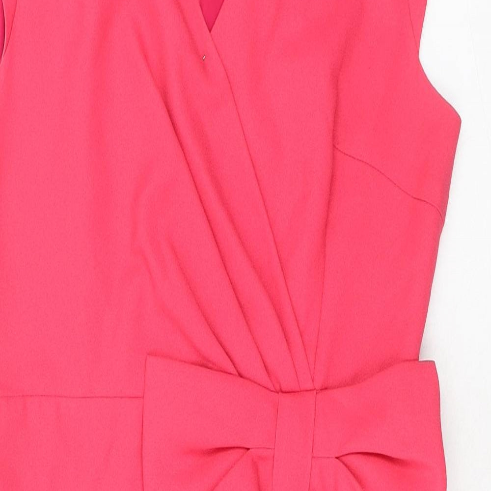 Erin Fetherston Womens Pink Polyester A-Line Size 8 V-Neck Zip