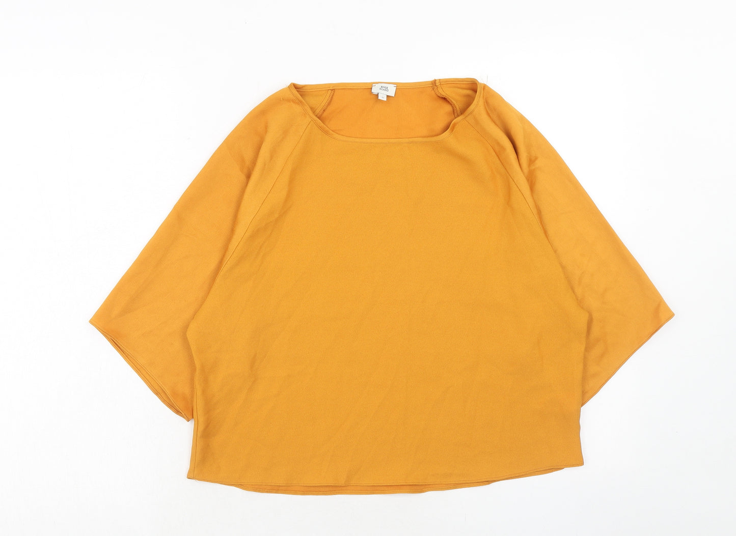 River Island Womens Orange Polyester Basic Blouse Size 10 Boat Neck - Wide Sleeve