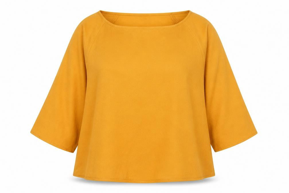 Front view of River Island women’s orange polyester basic blouse, size UK 10, boat neck - wide sleeve