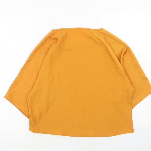 River Island Womens Orange Polyester Basic Blouse Size 10 Boat Neck - Wide Sleeve