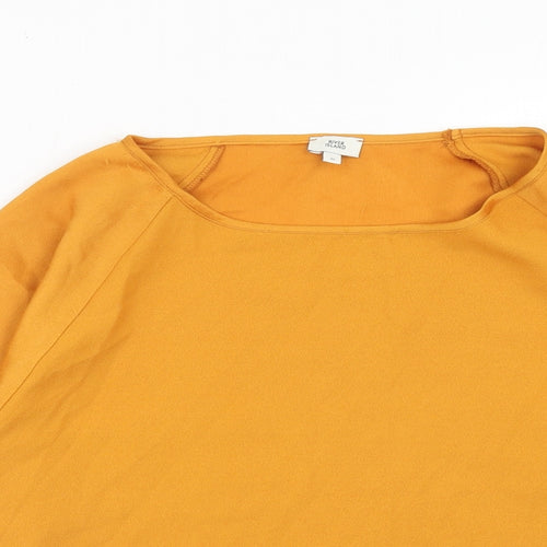 River Island Womens Orange Polyester Basic Blouse Size 10 Boat Neck - Wide Sleeve