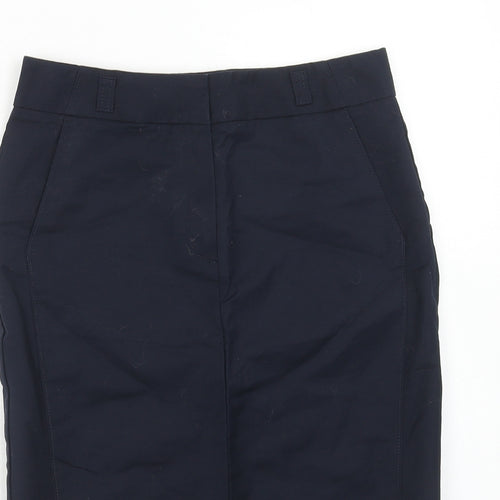 Per Una Womens Blue Cotton A-Line Skirt Size 8 Zip