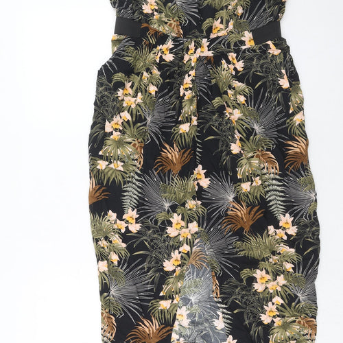 Warehouse Womens Multicoloured Floral Viscose A-Line Size 14 Off the Shoulder Pullover