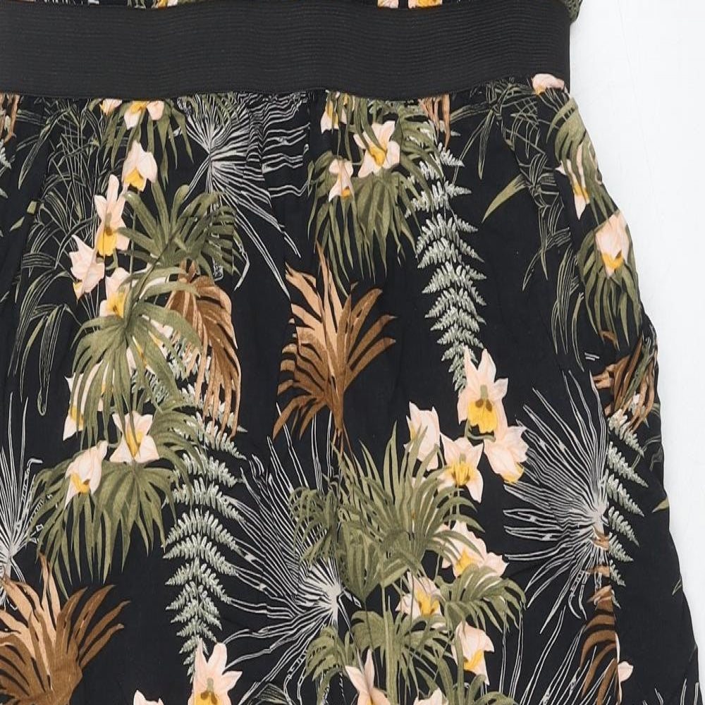 Warehouse Womens Multicoloured Floral Viscose A-Line Size 14 Off the Shoulder Pullover