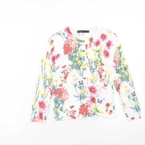 Karen Millen Womens White Round Neck Floral Viscose Cardigan Jumper Size XS