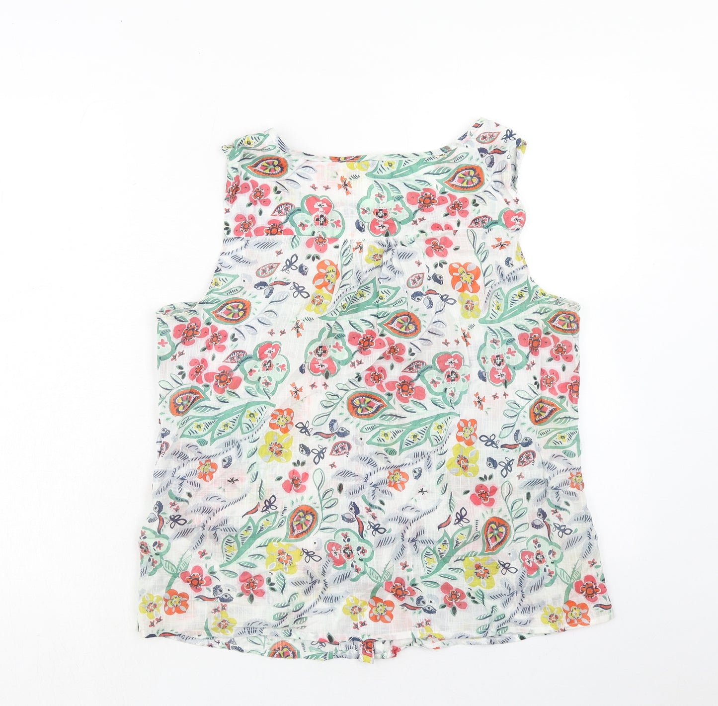 MANTARAY PRODUCTS Womens Multicoloured Floral Cotton Basic Button-Up Size 14 Boat Neck